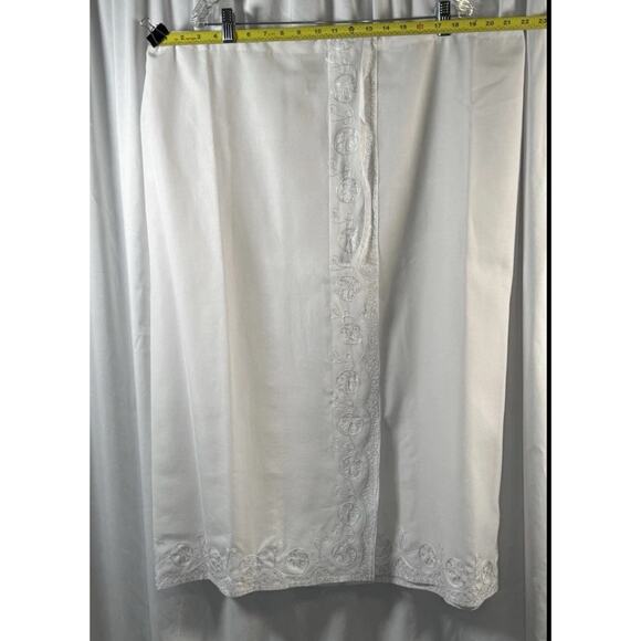 SHERMARKE Drawstring Waist Embroidered Trim Skirt, White Sz: OS, 82-33 - Picture 4 of 10